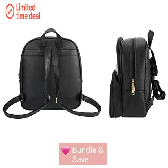 Double Window Ita Bag Backpack PU Leather Kawaii Pins Organizer Travel School